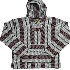 Vintage Baja Joe Drug Rug Hoodie Sweatshirt Azteca‎ Size Small